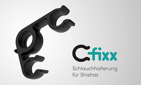 Eine Halterung für den Schlauch einer Wasserpfeife