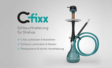 Eine Wasserpfeife mit aufgewickeltem Schlauch