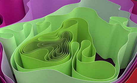Abstraktes Wellenmuster in den Farben grün und lila