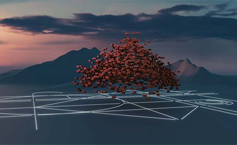 Rote Ziegelsteine setzen sich zu einer Pyramide zusammen